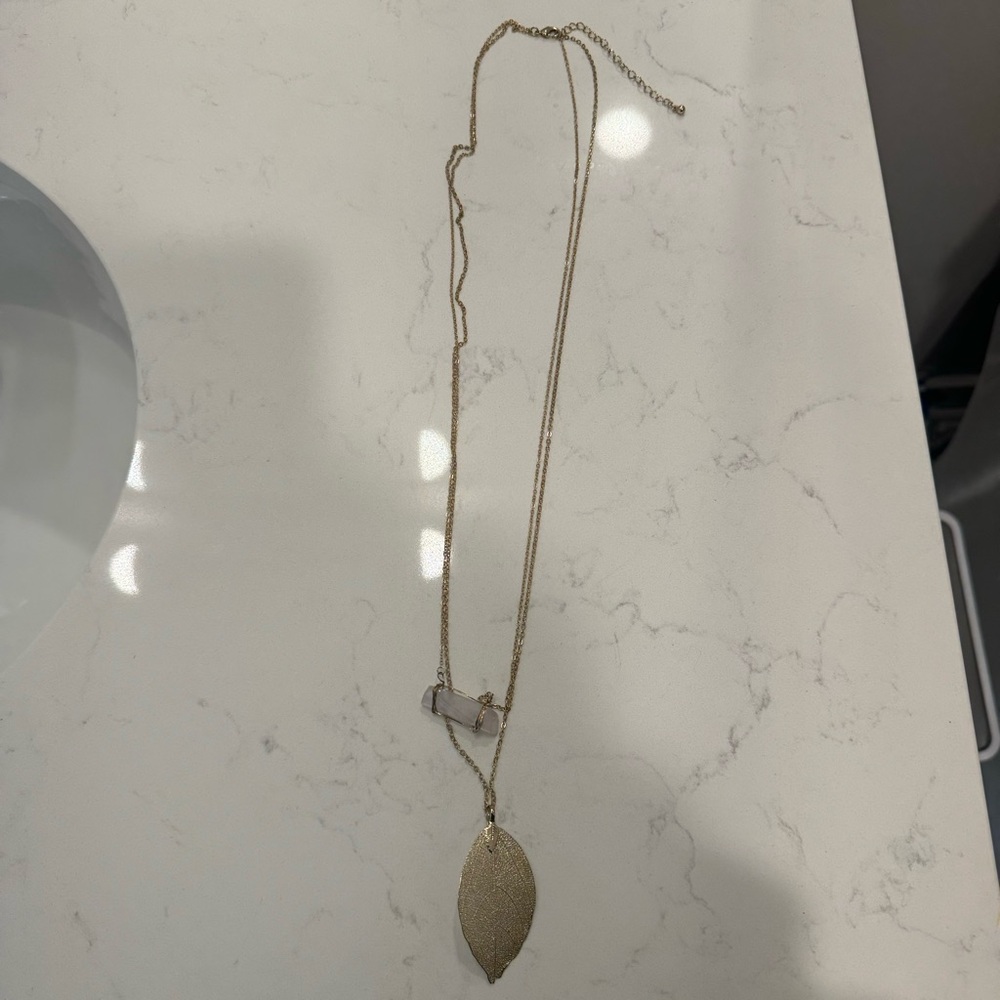 Crystal & Feather Necklace